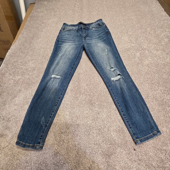 Distressed weekend Boyfriend Judy Blue Relaxed Fit Jeans Ripped Denim sz 30 - Picture 2 of 16
